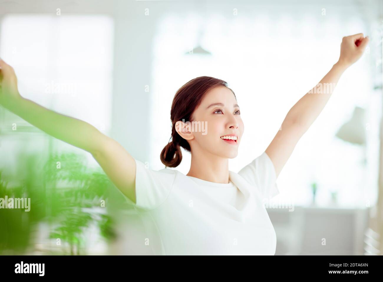 beautuful young asian woman  with clean fresh healthy skin Stock Photo