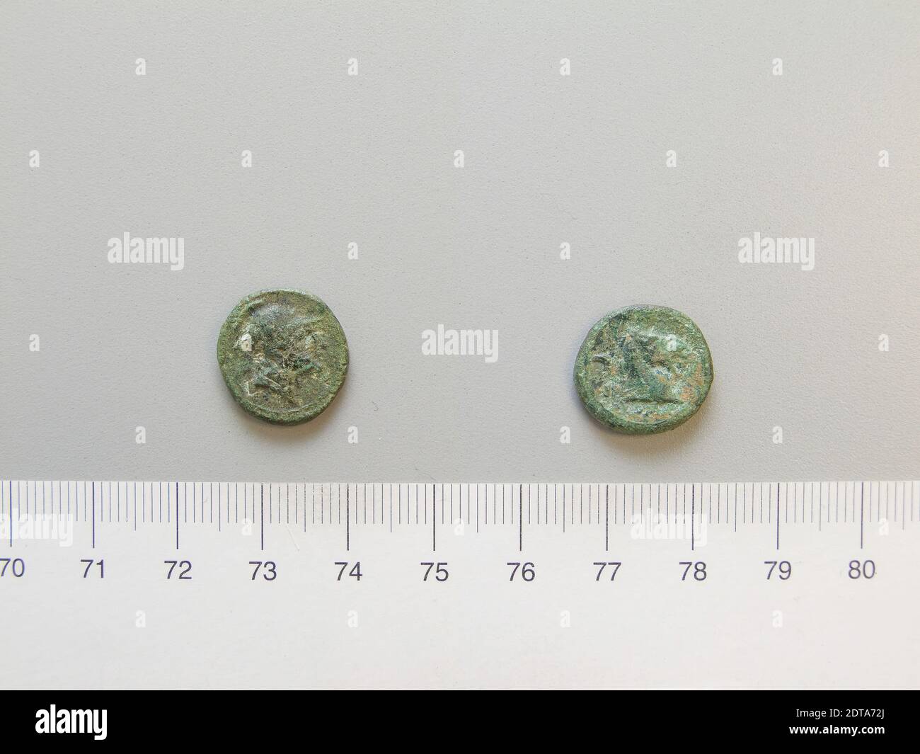 Mint: Rome, 1 Litra from Rome, 241–235 B.C., Copper, 3.015 g, 10:00, 16 mm, Made in Rome, Latium, Roman, 3rd century B.C., Numismatics Stock Photo