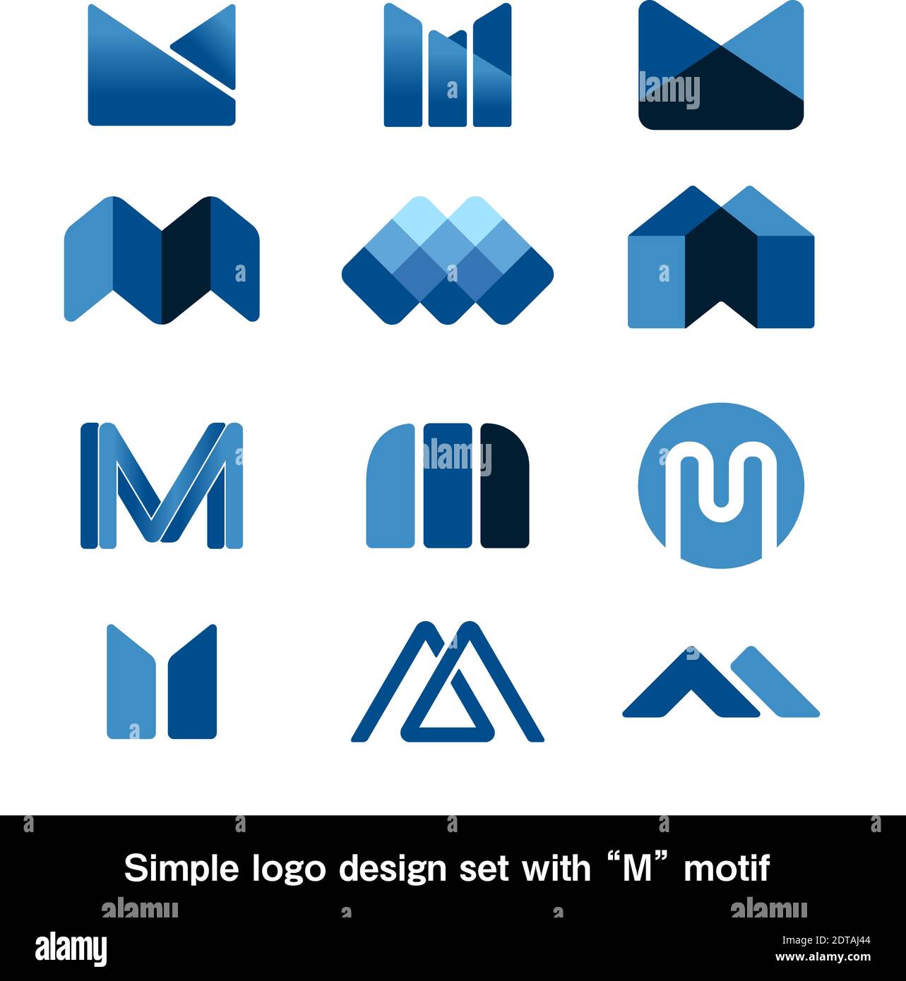 Simple logo design set with 'M' motif. Vector illustration. Stock Vector