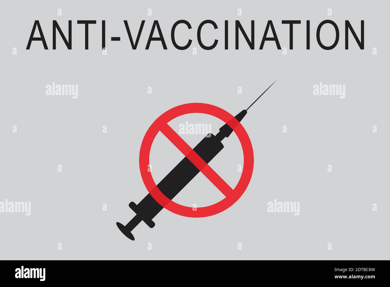 Anti-vaccination needle vector illustration on a light grey background Stock Vector