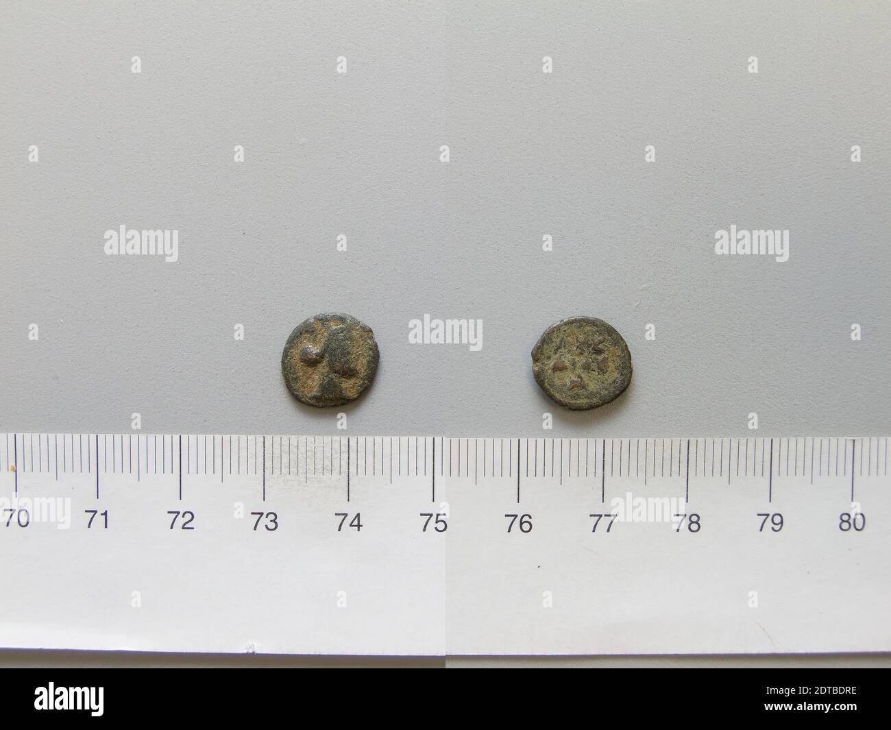 Mint: Dium, Coin from Dium, 92–91 B.C., Copper, 1.12 g, 1:00, 11.8 mm, Made in Dium, Roman, 1st century B.C., Numismatics Stock Photo