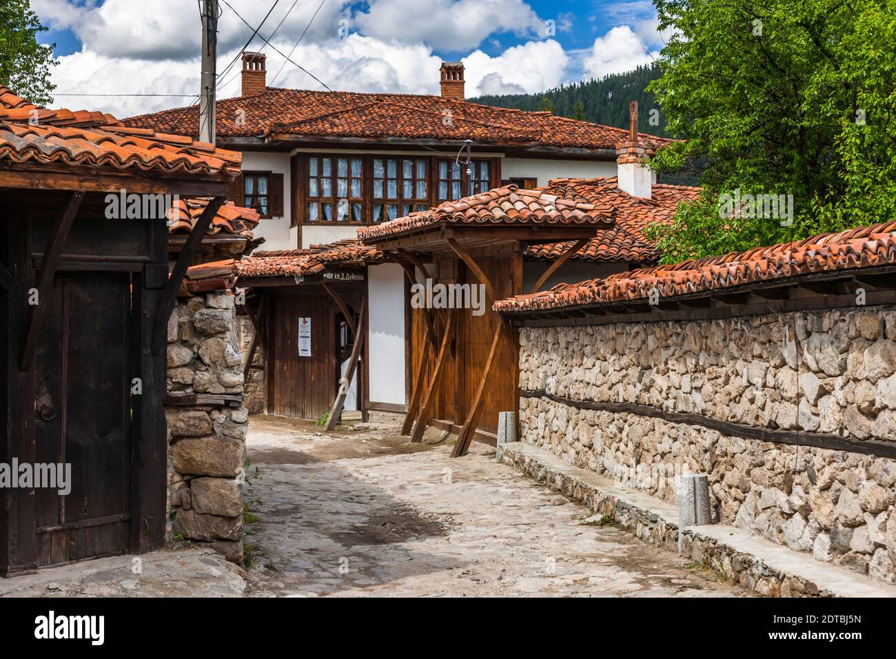 Bulgarian traditional house and street of Koprivshtitsa, Sofia Province, Bulgaria, Southeast Europe, Europe Stock Photo
