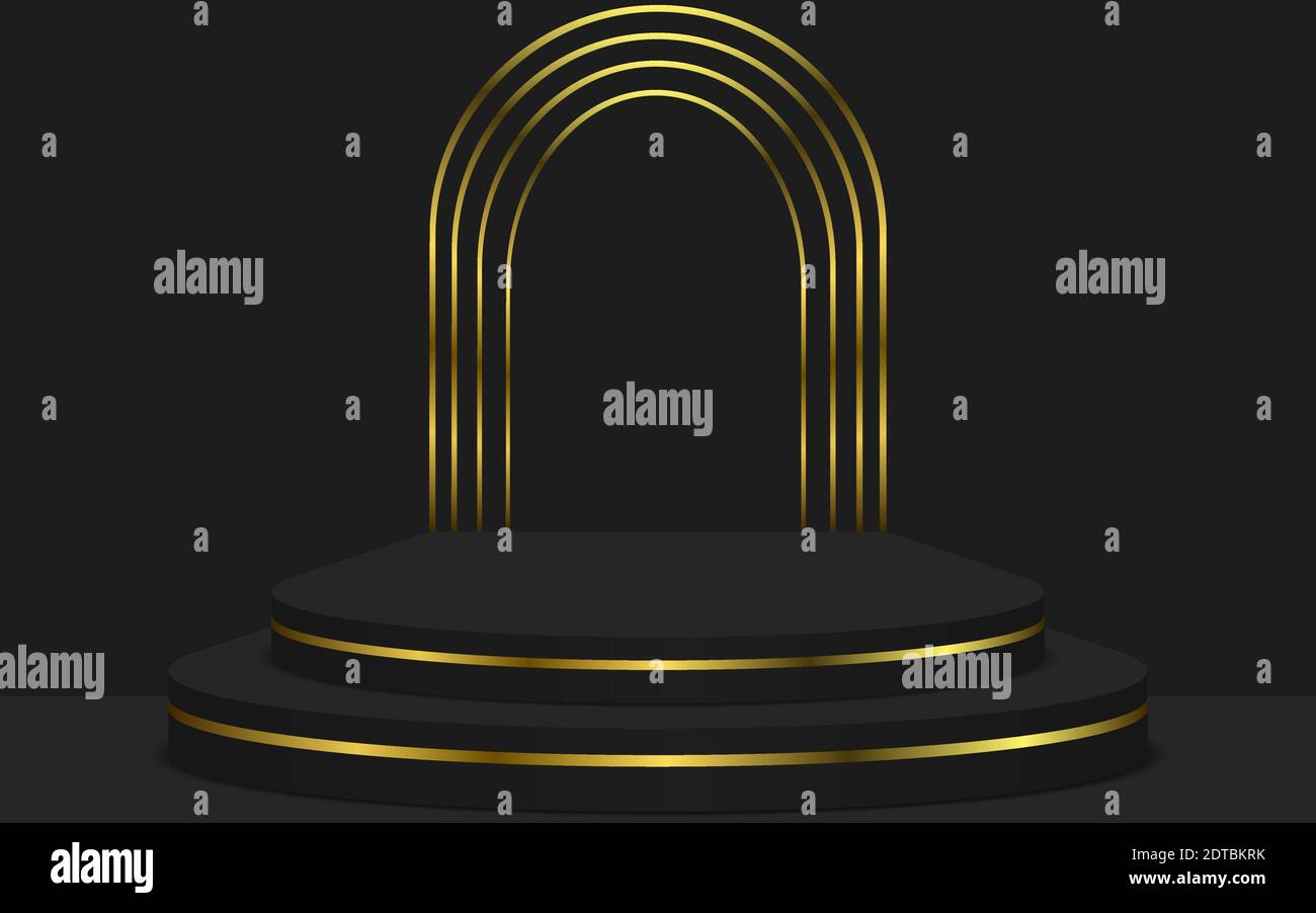 black and gold podium in the dark room Stock Vector Image & Art - Alamy