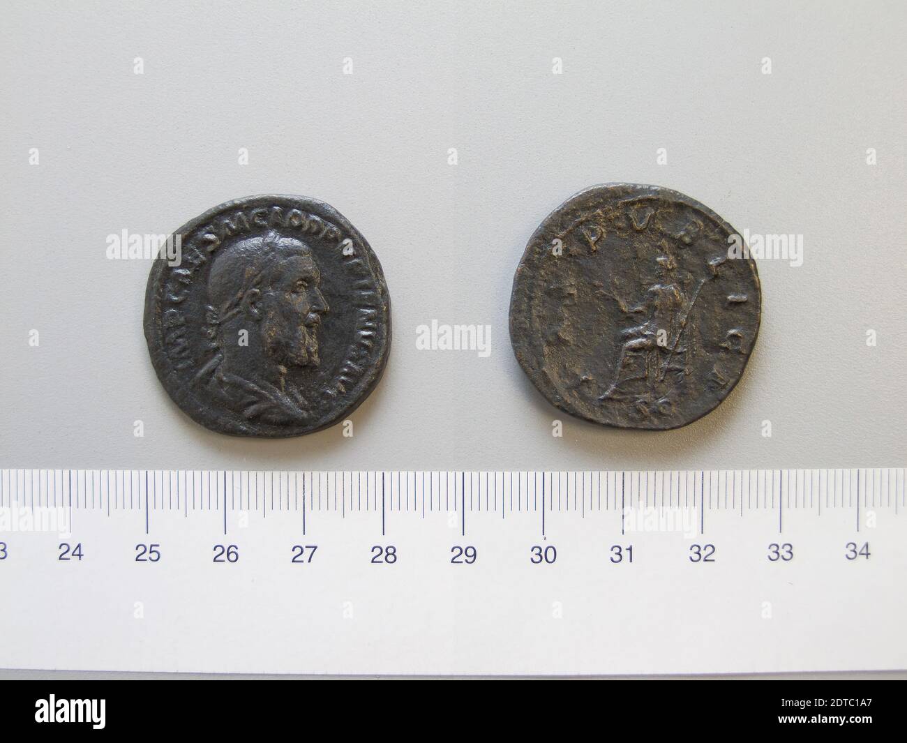 Ruler: Pupienus, ca. 165–238, ruled 238, Mint: Rome, Sestertius of Pupienus from Rome, A.D. 238, Orichalcum, 17.93 g, 12:00, 31.5 mm, Made in Rome, Italy, Roman, 3rd century A.D., Numismatics Stock Photo