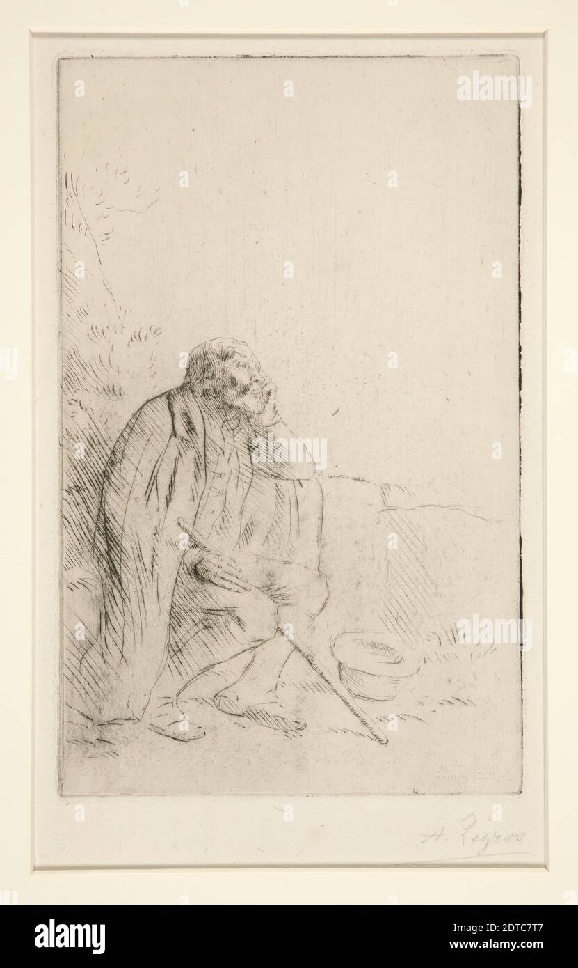 Artist: Alphonse Legros, French, 1837–1911, Le Reveur (The Dreamer), Drypoint, platemark: 20.2 × 12.7 cm (7 15/16 × 5 in.), French, 19th century, Works on Paper - Prints Stock Photo