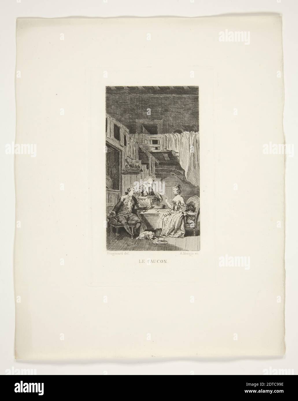 Etcher: Augustin Mongin, French, 1843–1911, After: Jean-Honoré Fragonard, French, 1732–1806, Le Faucon, Etching, platemark: 13.3 × 8 cm (5 1/4 × 3 1/8 in.), French, 19th century, Works on Paper - Prints Stock Photo