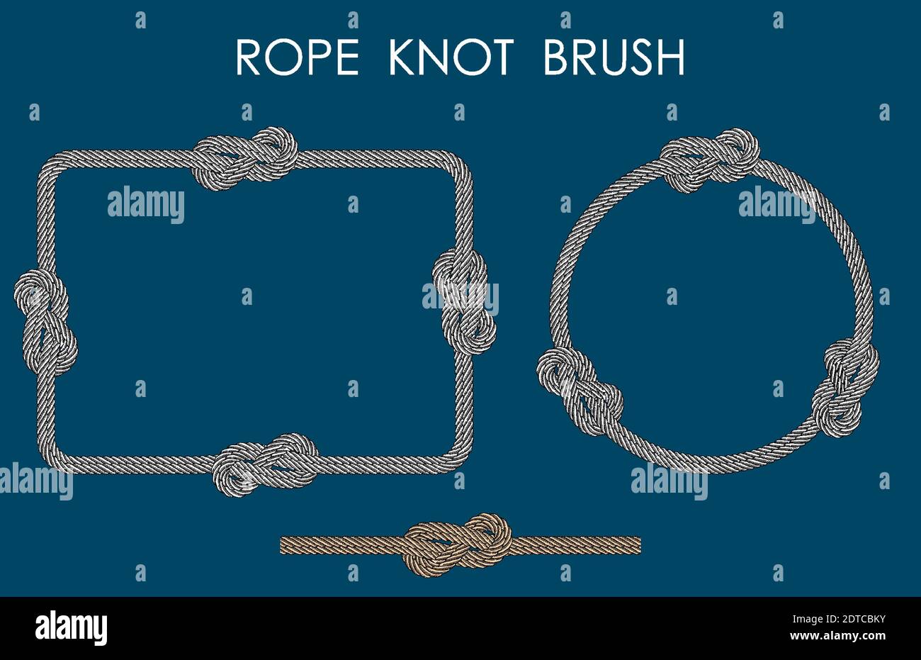 rope sea knot made of double rope. Rope for fastening on ships. Element for design and decoration. Vector Stock Vector