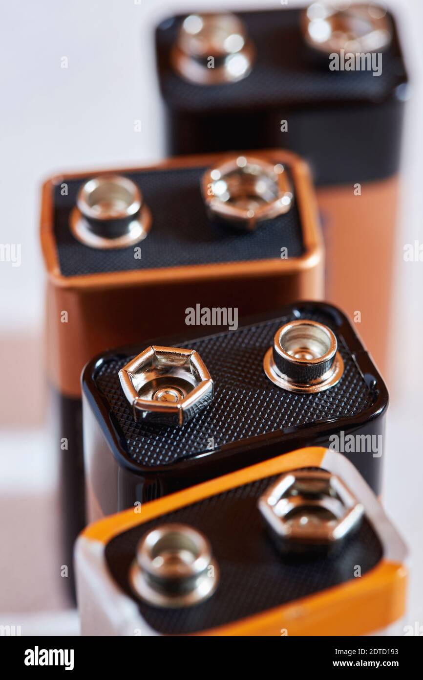 Batteries on white background Stock Photo Alamy