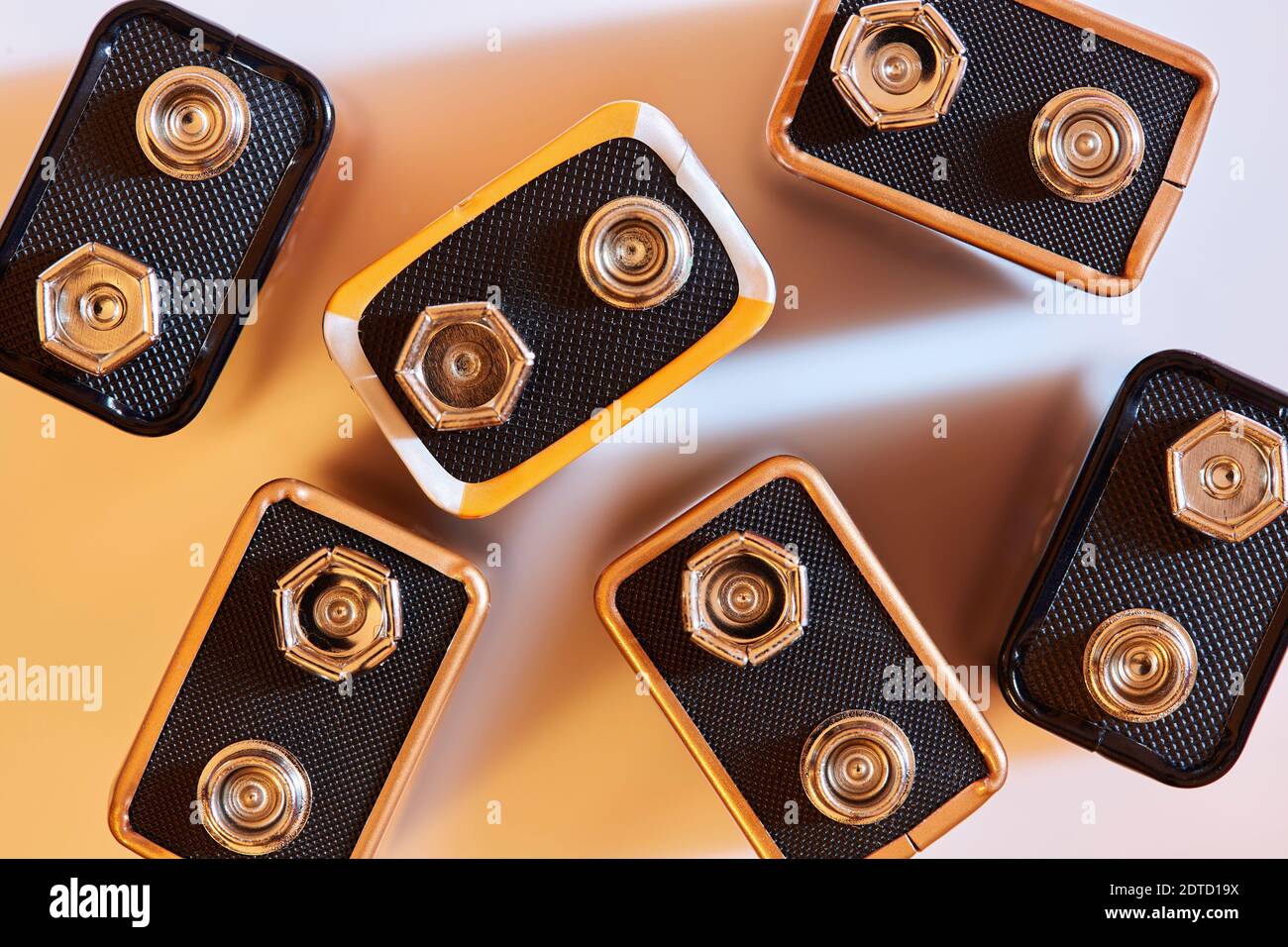 Batteries on white background Stock Photo