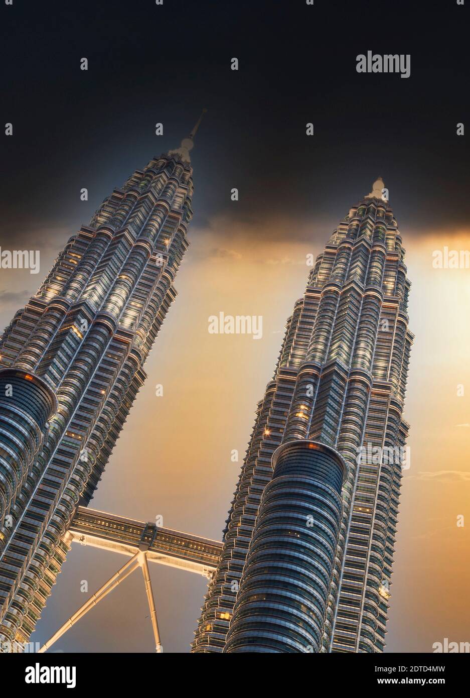 Malaysia, Kuala Lumpur, Night view of Petronas Towers Stock Photo