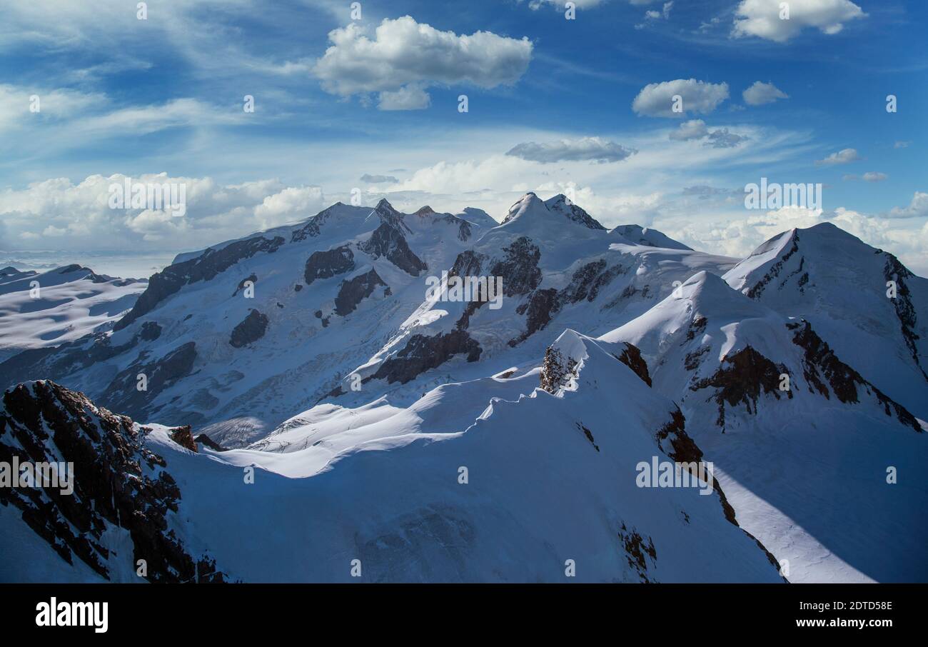 Switzerland, Monte Rosa Massif, Aerial view of Monte Rosa Massif Stock Photo