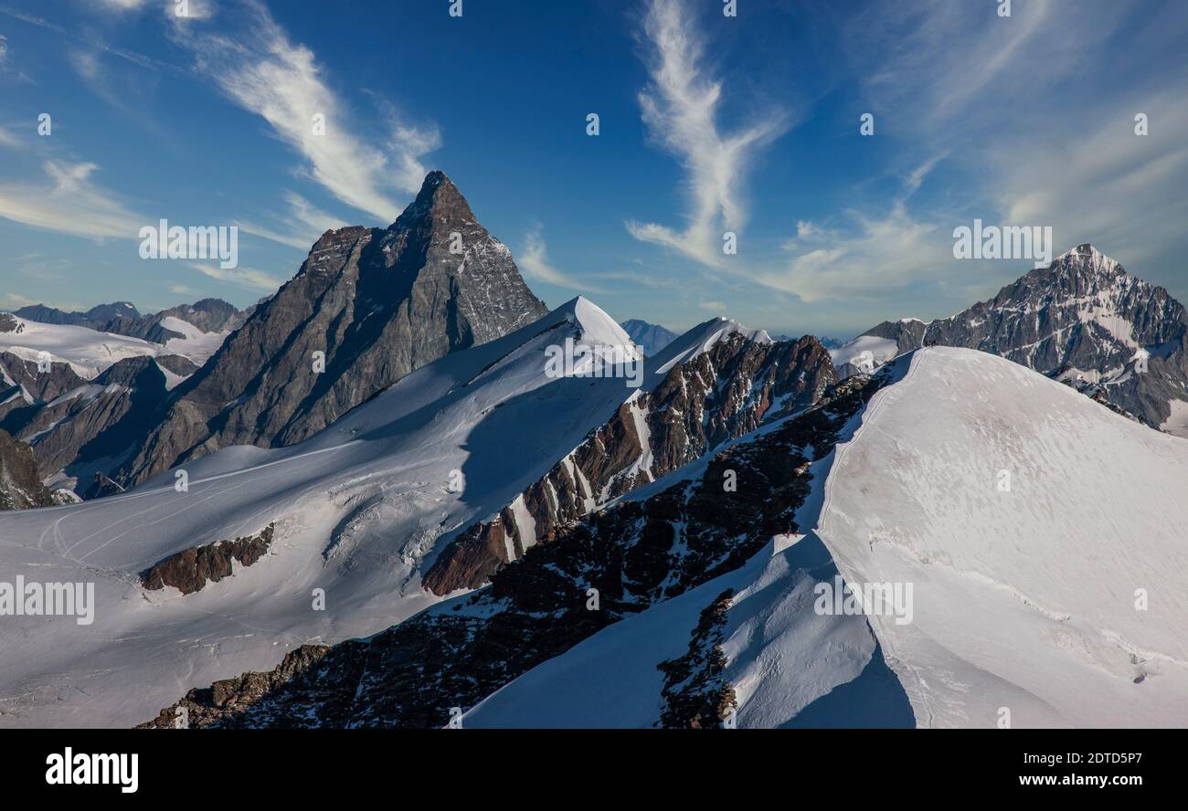Switzerland, Monte Rosa, Aerial view of Monte Rosa Massif Stock Photo ...