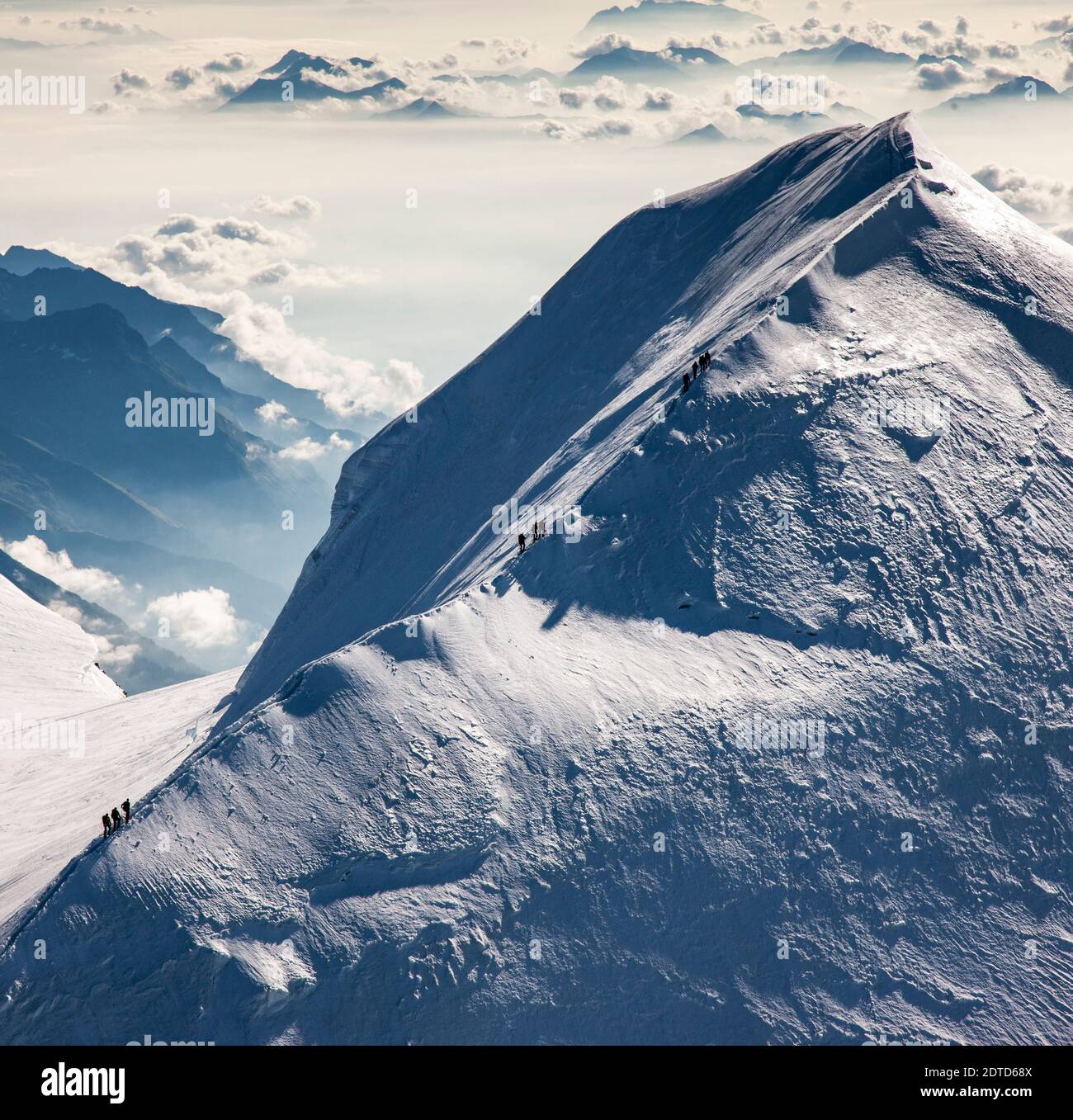 Switzerland, Monte Rosa, Aerial view of mountain ridge in Monte Rosa ...