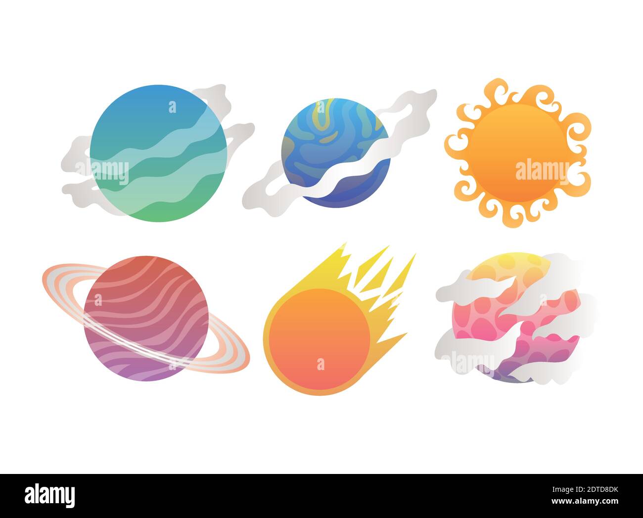 set of cute planets over a white background Stock Vector Image & Art