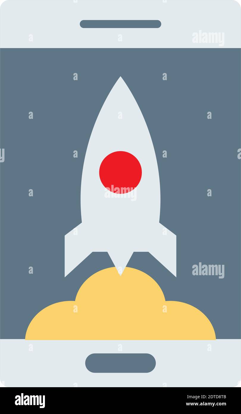 smartphone with rocket flat style icon Stock Vector Image & Art - Alamy