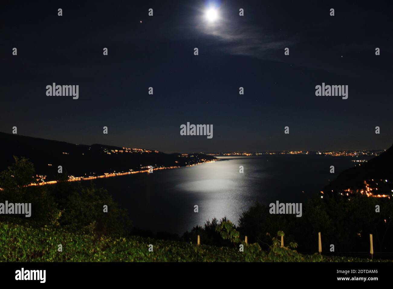 Scenic View Of River Against Sky At Night Stock Photo