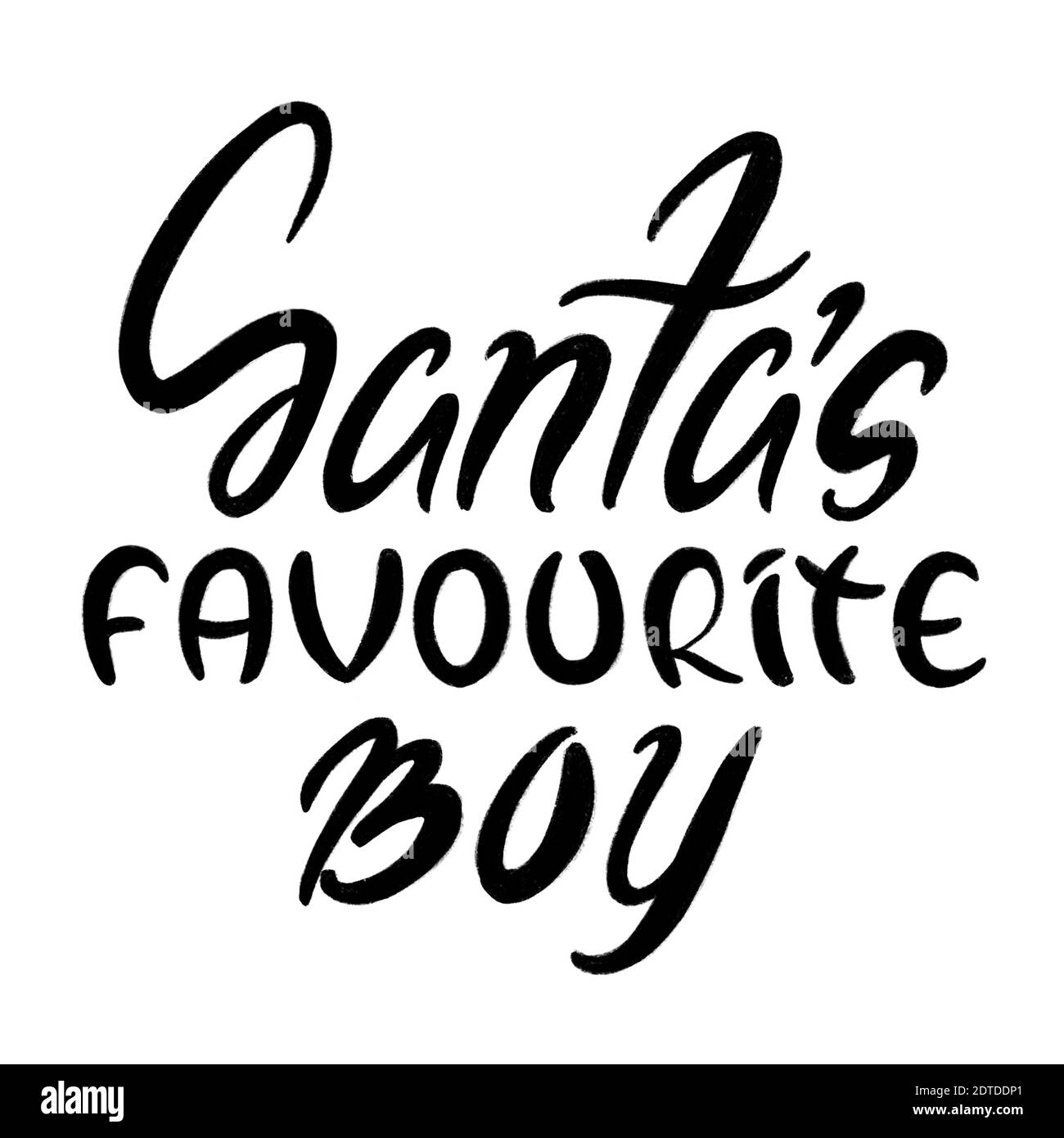 Santa's favorite BOY - funny Christmas calligraphy phrase. Good for baby and child clothes, poster, banner, mug, and gift decortaion. Stock Photo