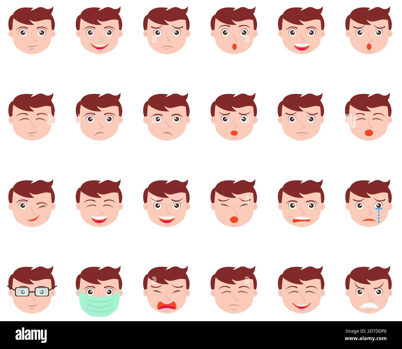 Cartoon Boy Face With Different Emotions Stock Illustration - Download  Image Now - Facial Expression, Human Face, Simplicity - iStock