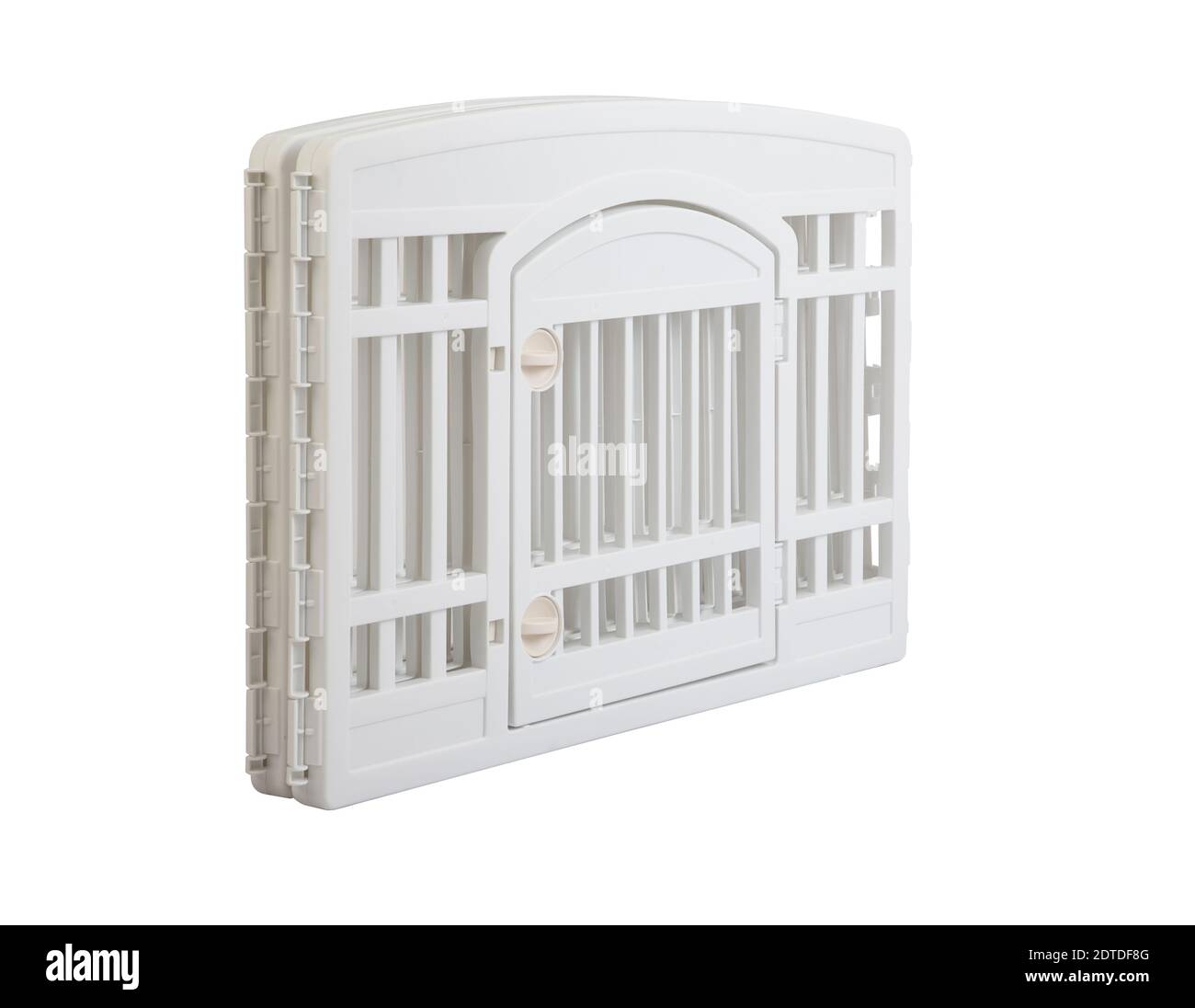 Foldable plastic dog or pet cage isolated on white background Stock Photo