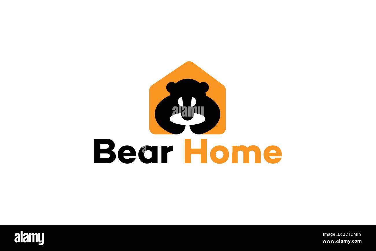 Bear home logo design and vector template Stock Vector