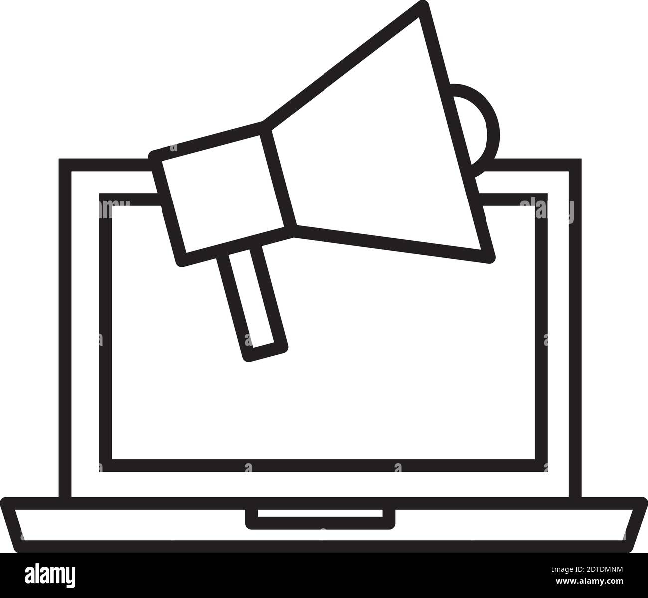 Laptop computer megaphone icon Black and White Stock Photos & Images ...