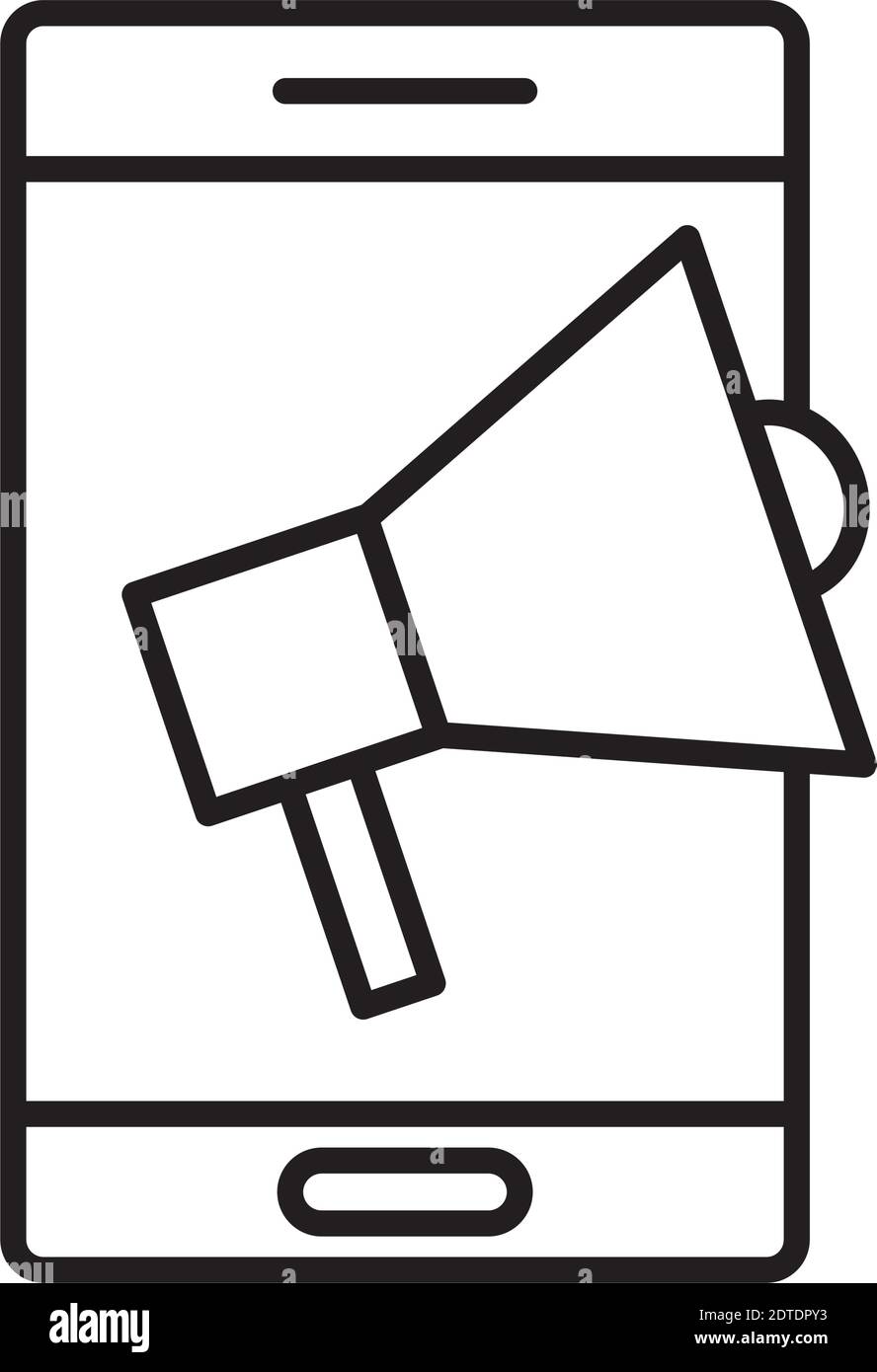 smartphone with megaphone line style icon Stock Vector Image & Art - Alamy