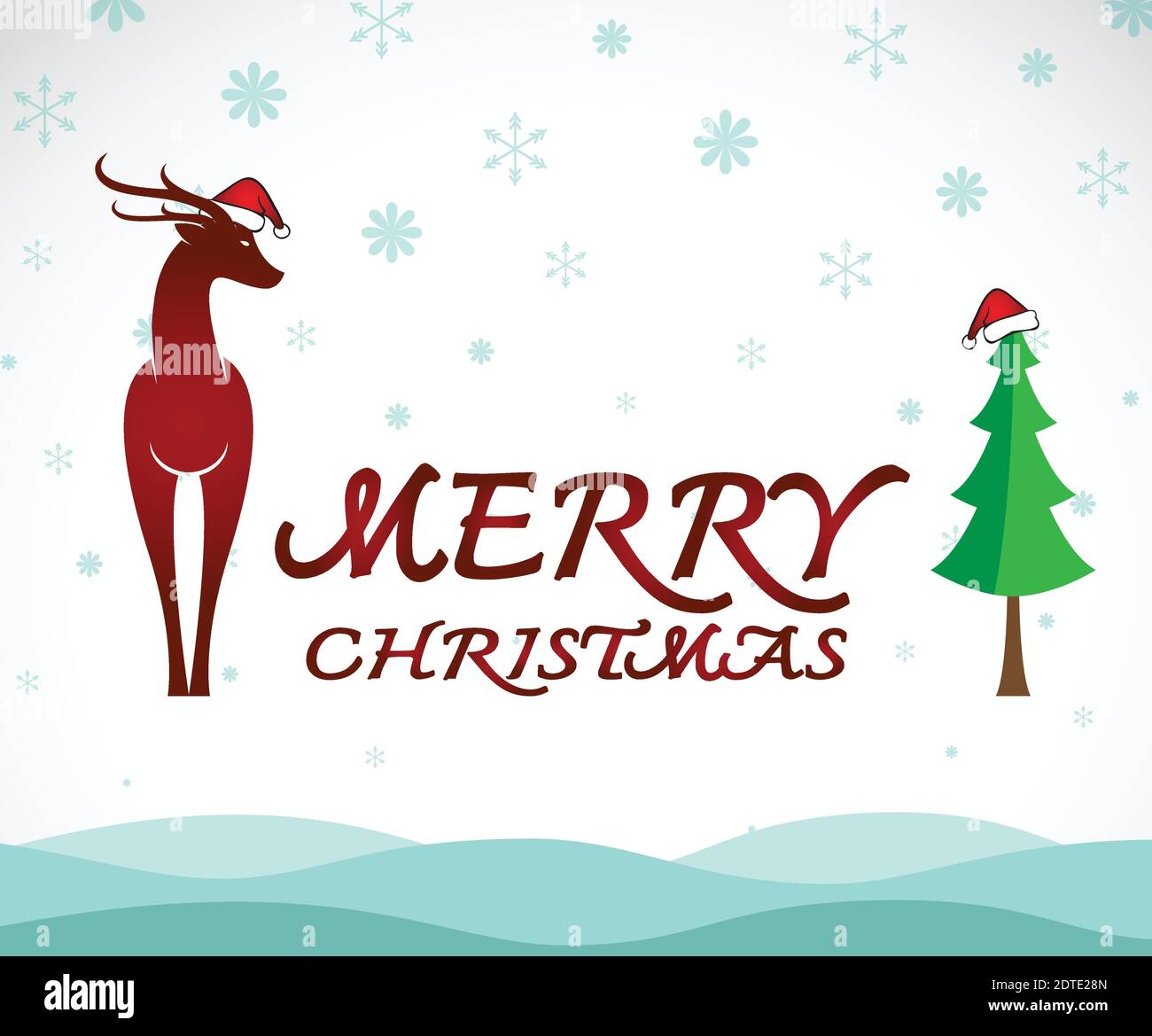 Vector merry christmas greeting deer card on white background Stock Vector