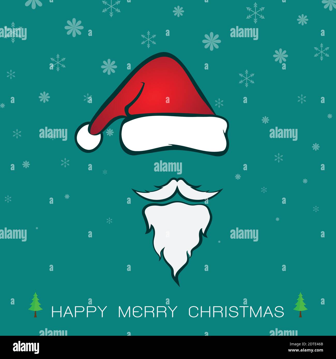 Vector image of an santa hats and beards on blue background. Christmas icon Stock Vector