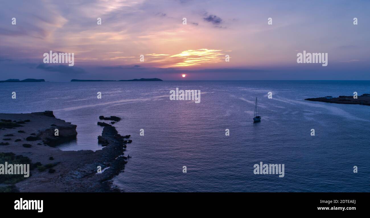 Scenic View Of Sea Against Sky During Sunset Stock Photo