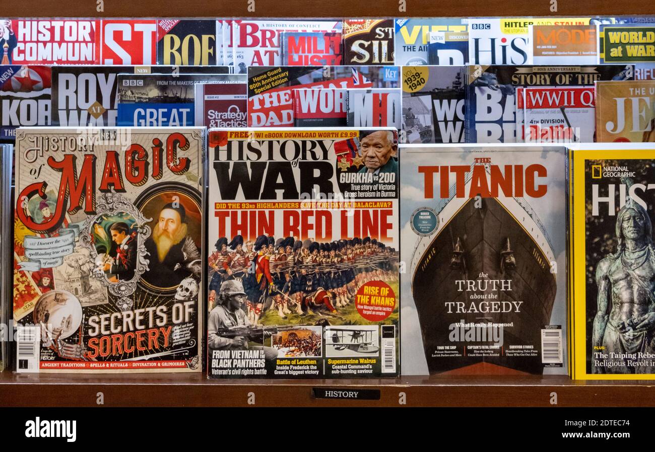 history magazines on shelves, Barnes and Noble, USA Stock Photo Alamy
