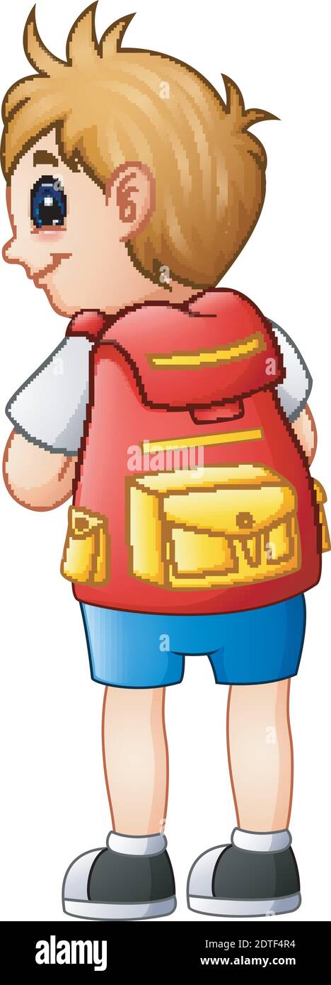 Vector illustration of Cute boy in a school uniform with backpack Stock ...
