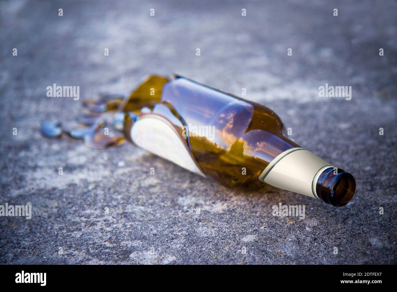 Close-up Of Broken Beer Bottle On Ground Stock Photo - Alamy
