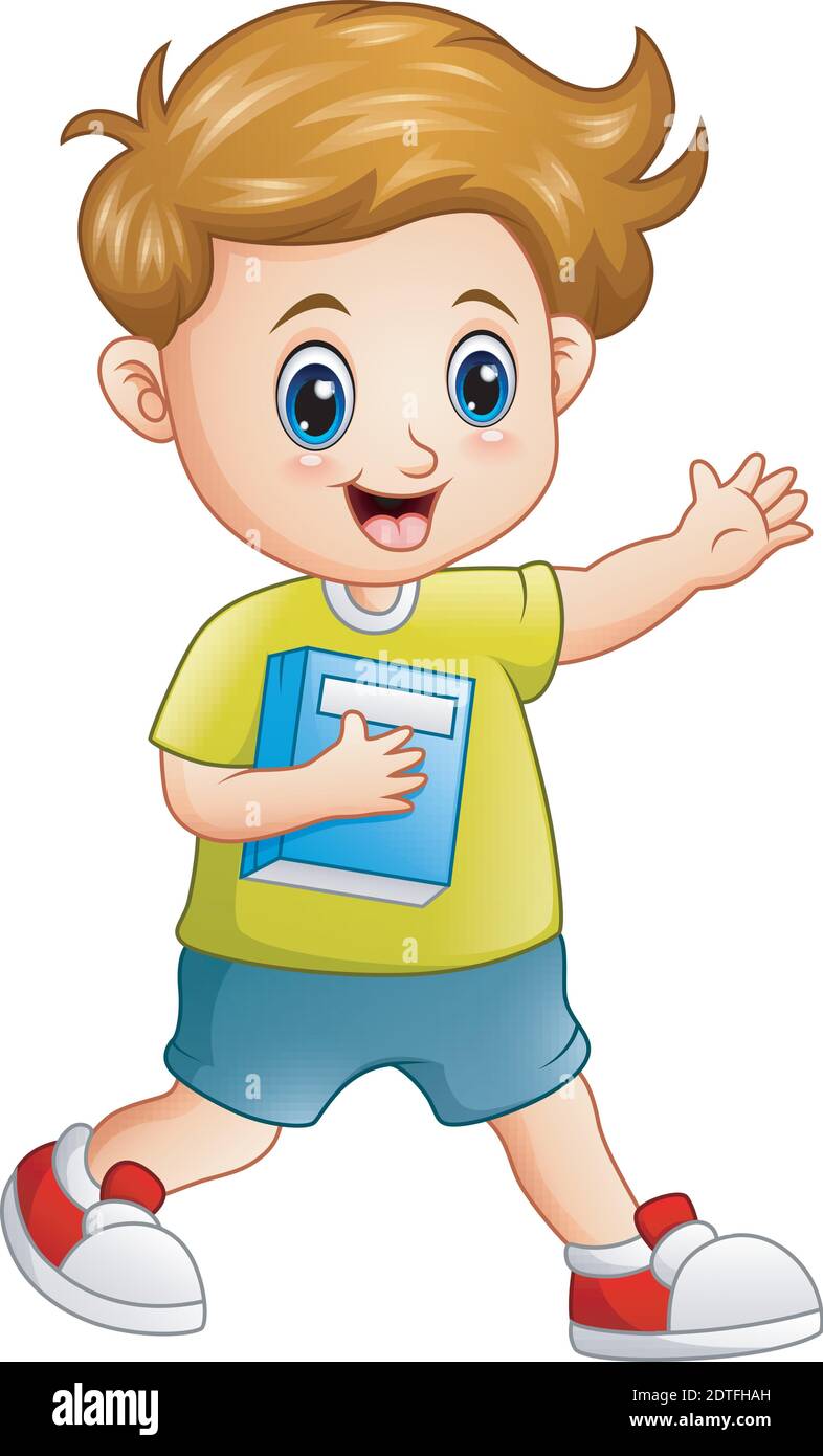 Vector illustration of Cute boy with holding a book Stock Vector Image ...