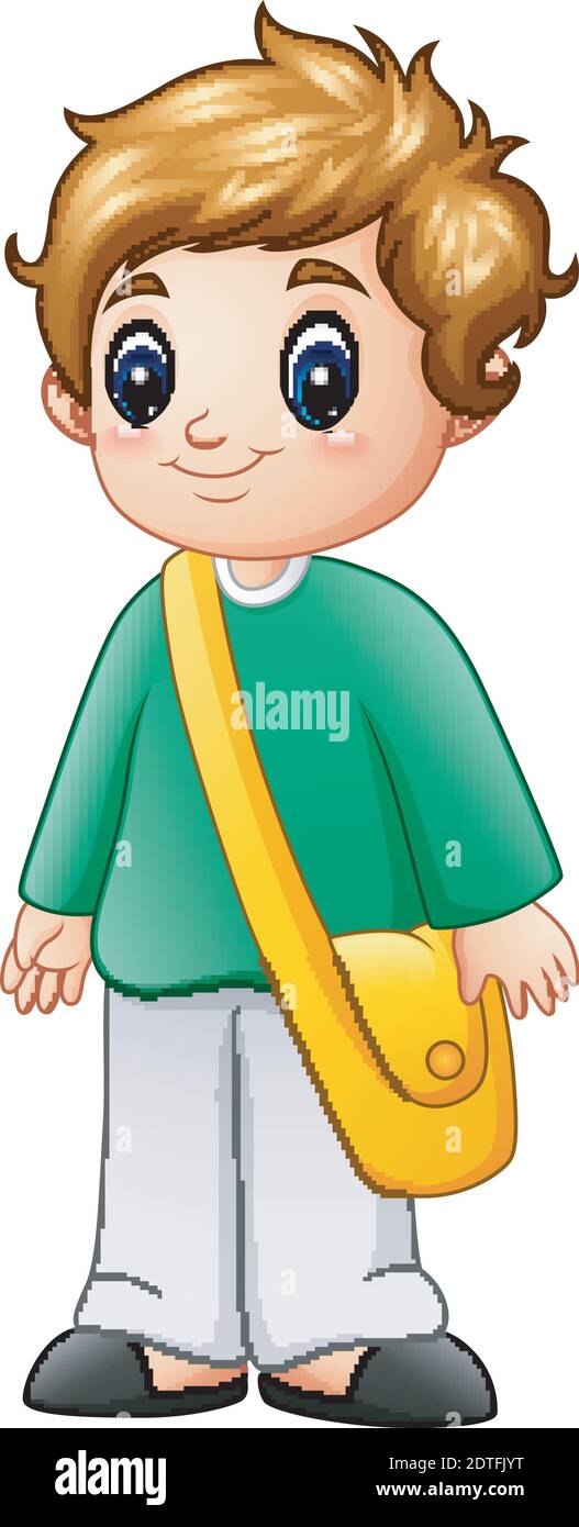 Vector illustration of A cute school boy cartoon Stock Vector Image ...