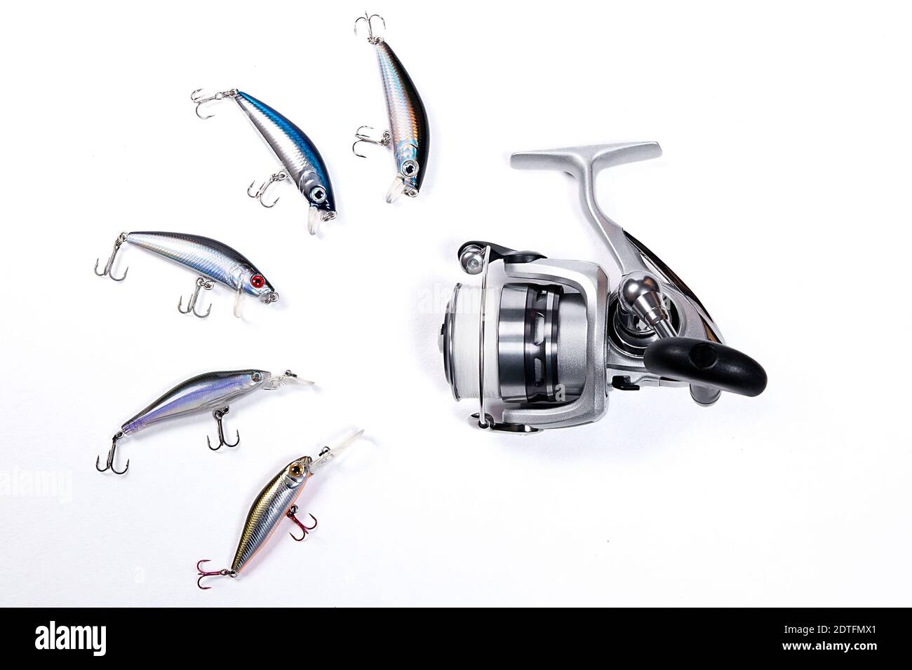 Fishing Baits And Equipment On White Background Stock Photo Alamy