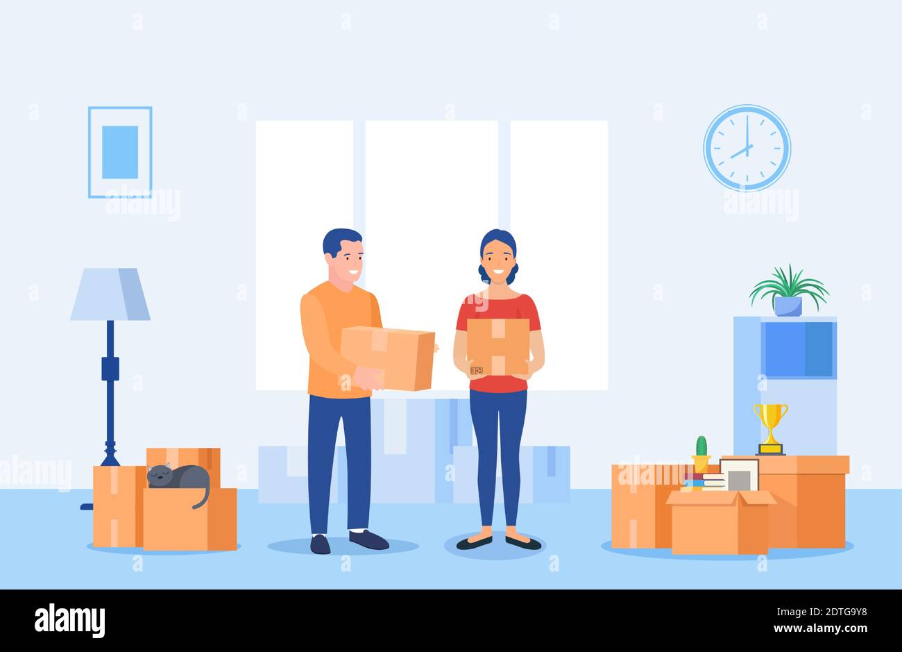 Young couple on moving Stock Vector Images - Alamy