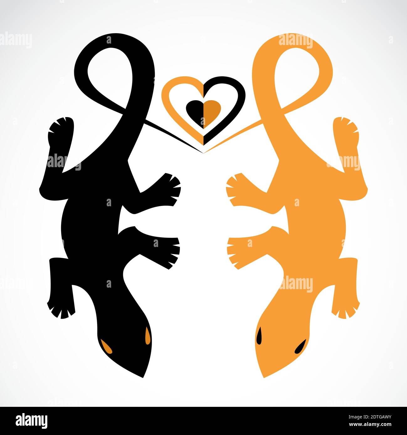 Two lizards show their love for each other Stock Vector