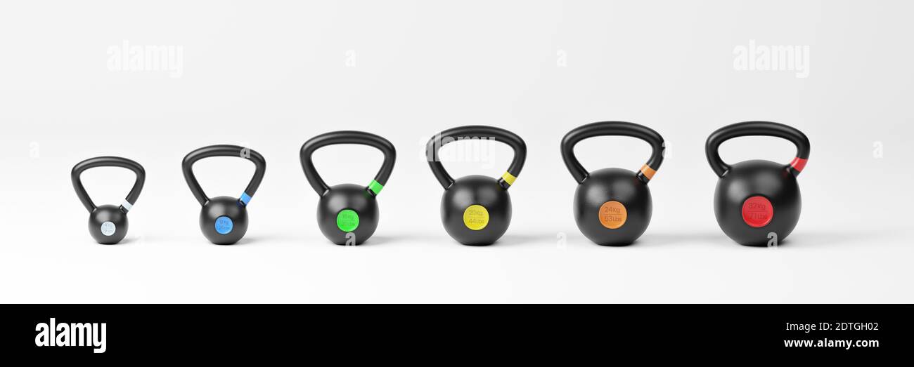 Kettlebells with different sizes.3d illustration Stock Photo Alamy