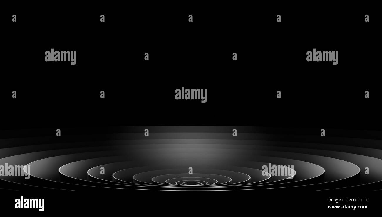 Black stage background with overlapping rings 3dilustration Stock Photo