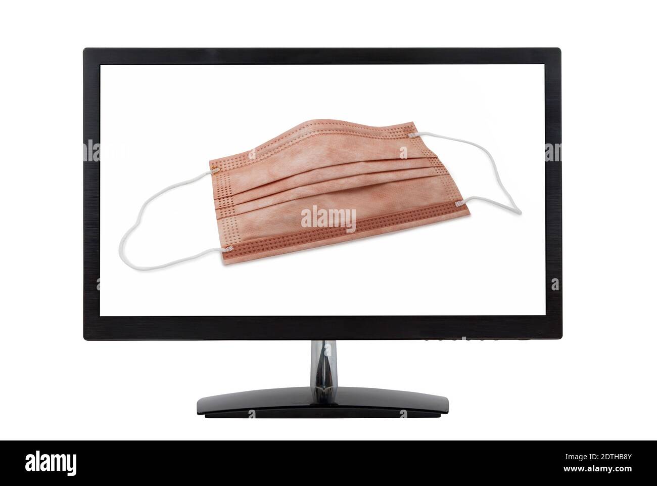 medical protective mask with copper oxide on computer monitor Stock Photo