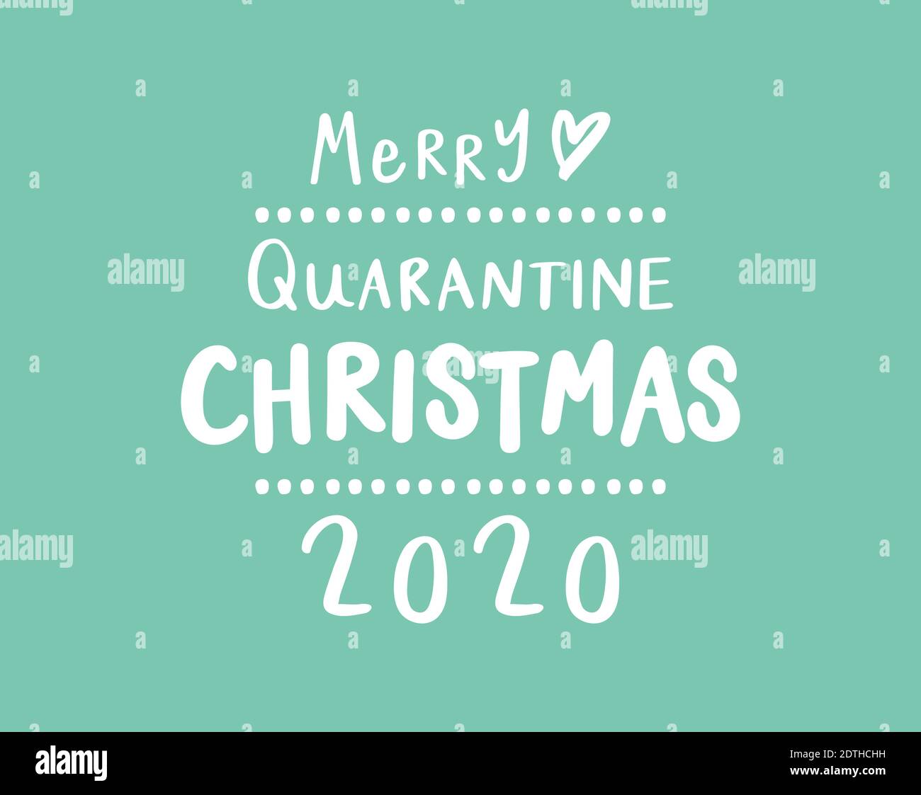 Merry quarantine Christmas 2020 text on pastel green background Stock Vector