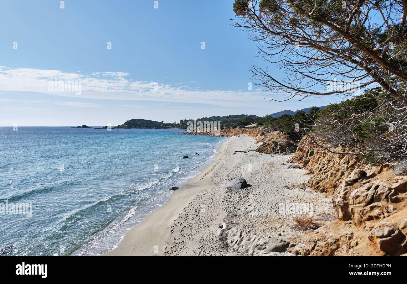 Cala Is Piscadeddus, beautiful beach in Villasimius, Cagliari, Sardinia, Italy Stock Photo