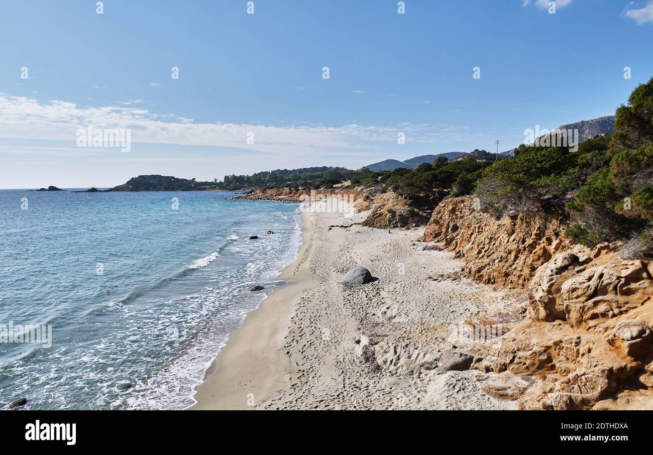 Cala Is Piscadeddus, beautiful beach in Villasimius, Cagliari, Sardinia, Italy Stock Photo