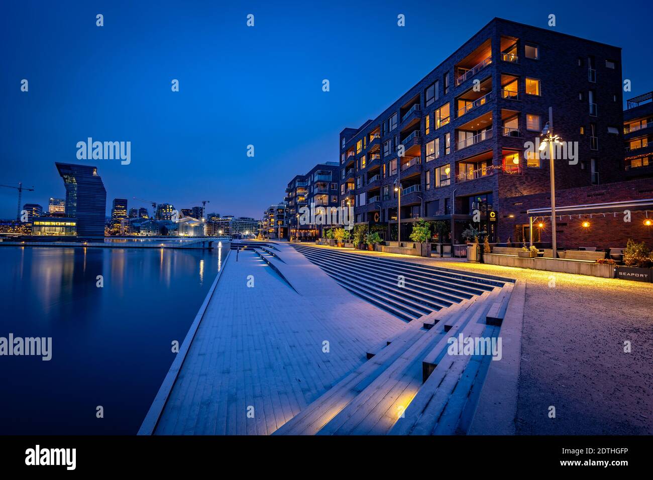 Oslo, Norway - Residential apartments and Lambda art museum building Stock Photo