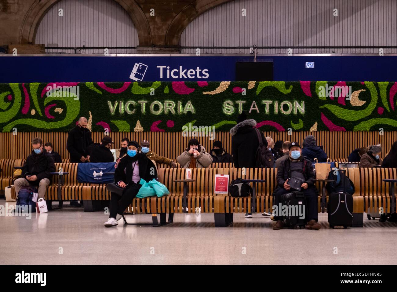 London, December 21, 2020 Passengers at a quiet London Victoria