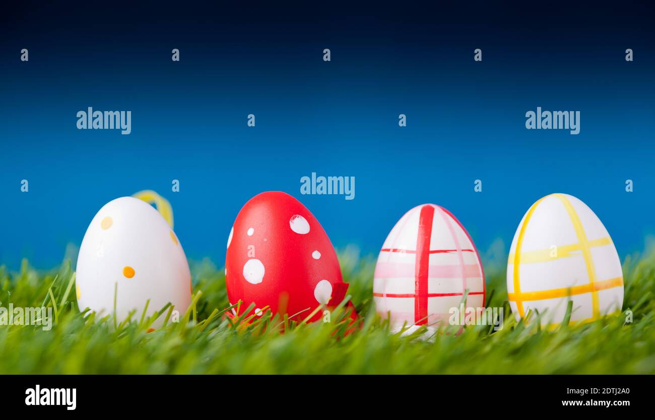 easter eggs in green grass Stock Photo - Alamy