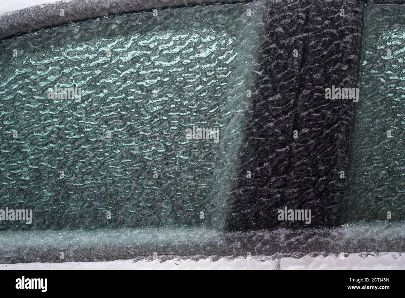 Ice on the car window after freezing rain Stock Photo Alamy