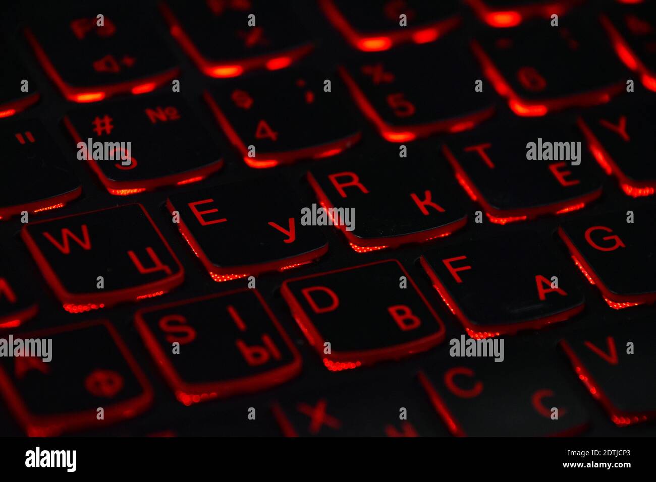 Full Frame Shot Of Illuminated Computer Keyboard Stock Photo