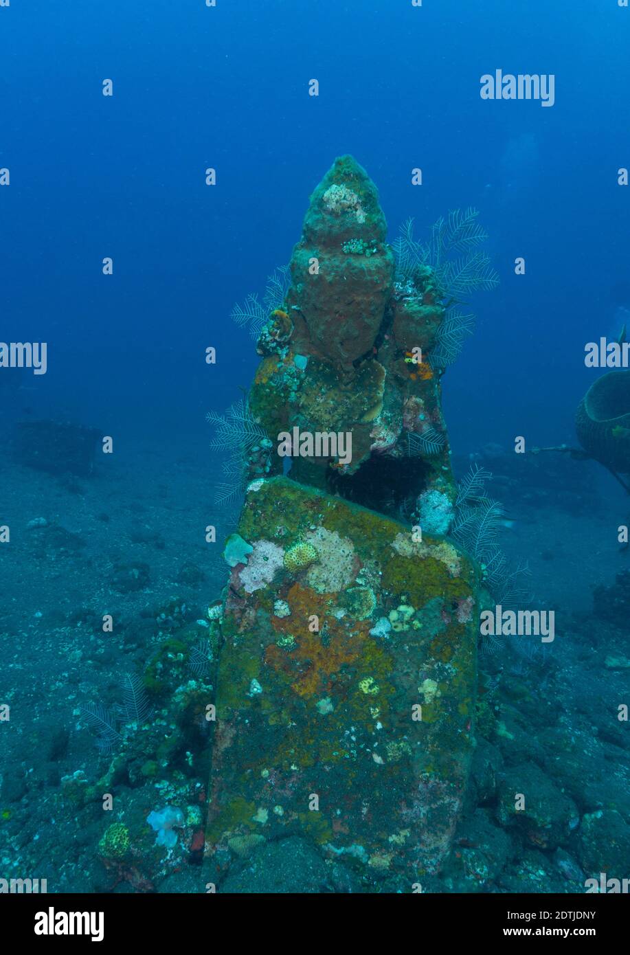 Underwater Buddha Statue in Bali (image taken during scuba diving in Coral Garden dive site off Tulamben) Stock Photo