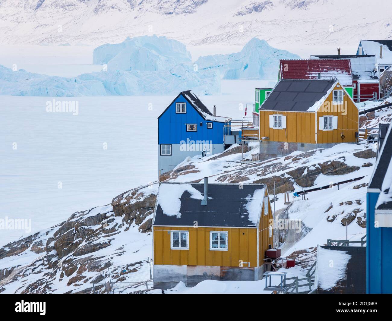Town Uummannaq during winter in northern Greenland.  America, North America, Denmark, Greenland Stock Photo